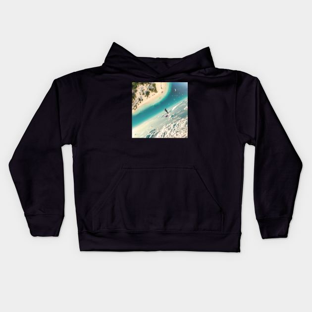 Surfing planet Kids Hoodie by karadoc